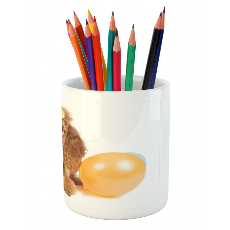 Funny Dog Partying Balloons Pencil Pen Holder