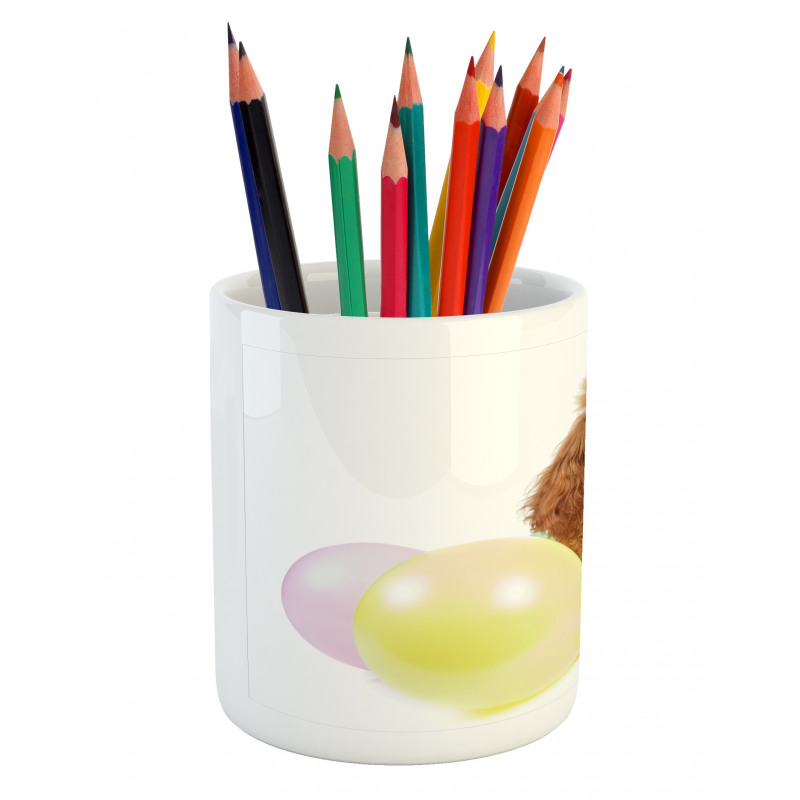 Funny Dog Partying Balloons Pencil Pen Holder