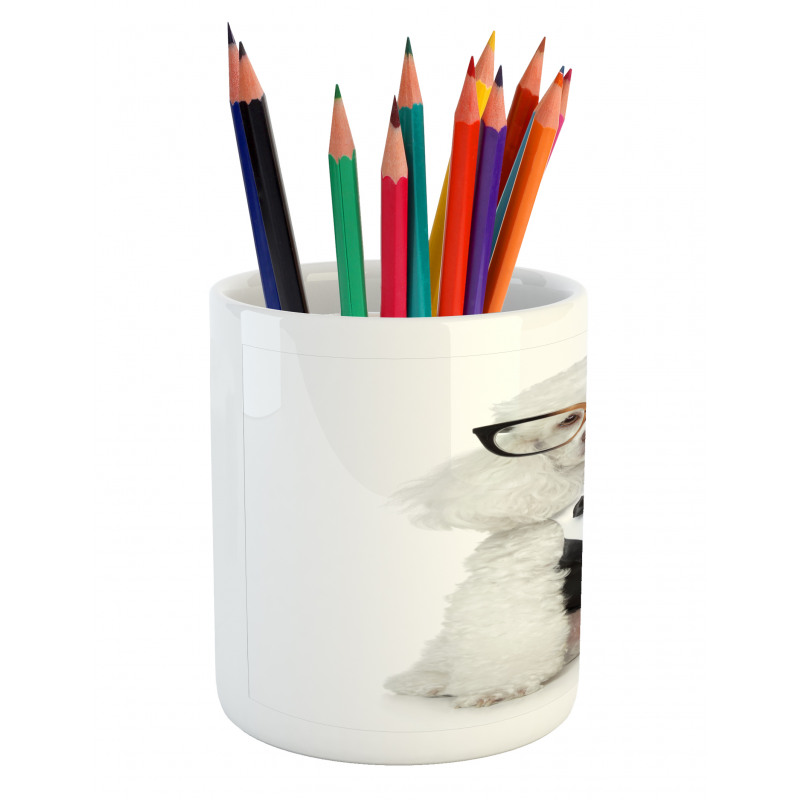 Groomed Doggie in Tuxedo Pencil Pen Holder