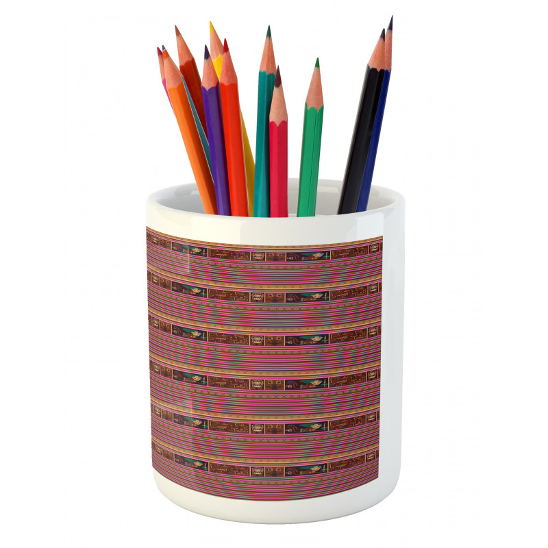 Folk Motifs Stripes Pencil Pen Holder