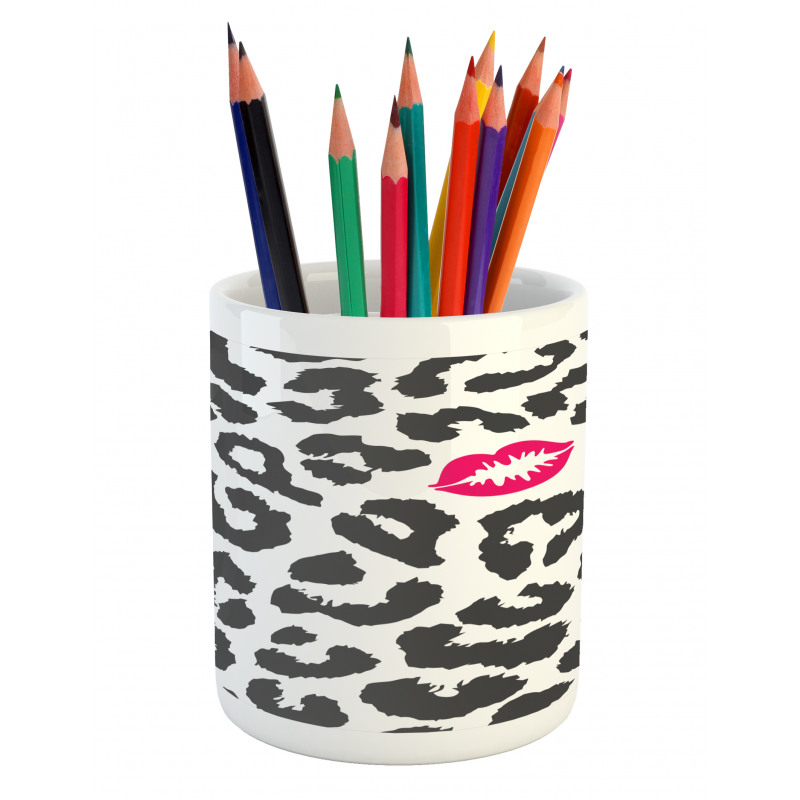 Cheetah Leopard Kiss Pencil Pen Holder