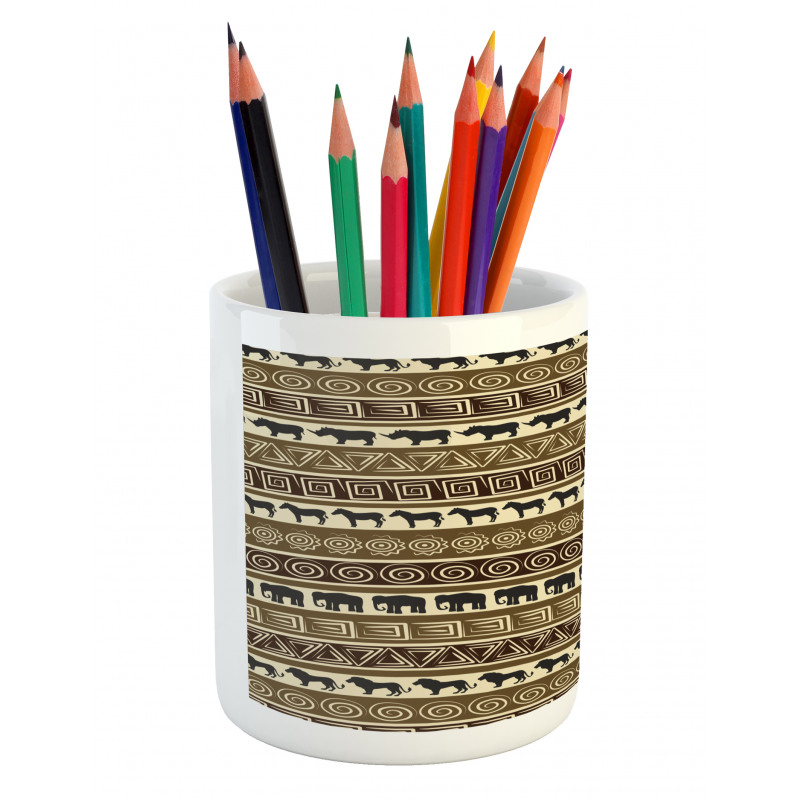 Africa Theme Stripes Animals Pencil Pen Holder