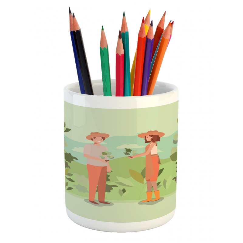 Couple Planting Pencil Pen Holder