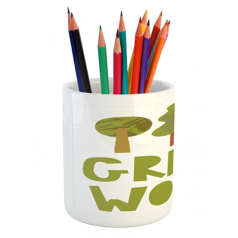 Green World Typography Pencil Pen Holder