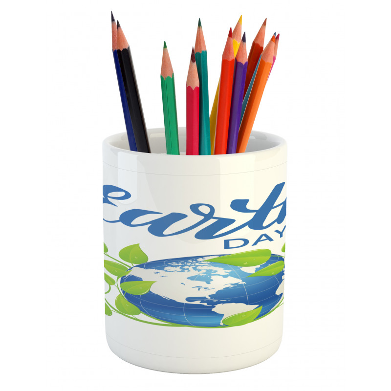 Wording Leaves Encircling Pencil Pen Holder