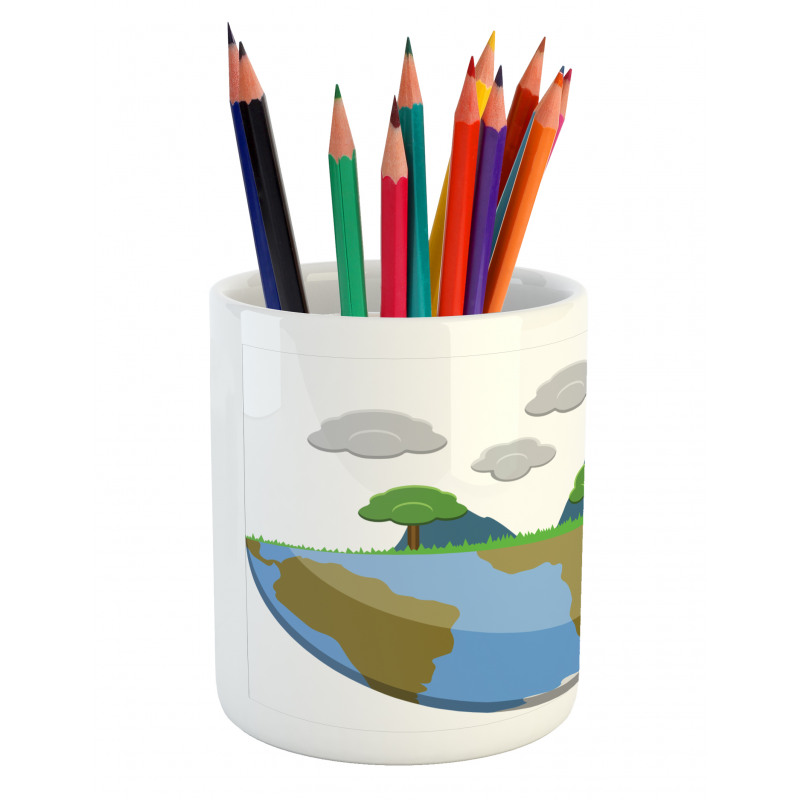 Mountains on Half Earth Pencil Pen Holder