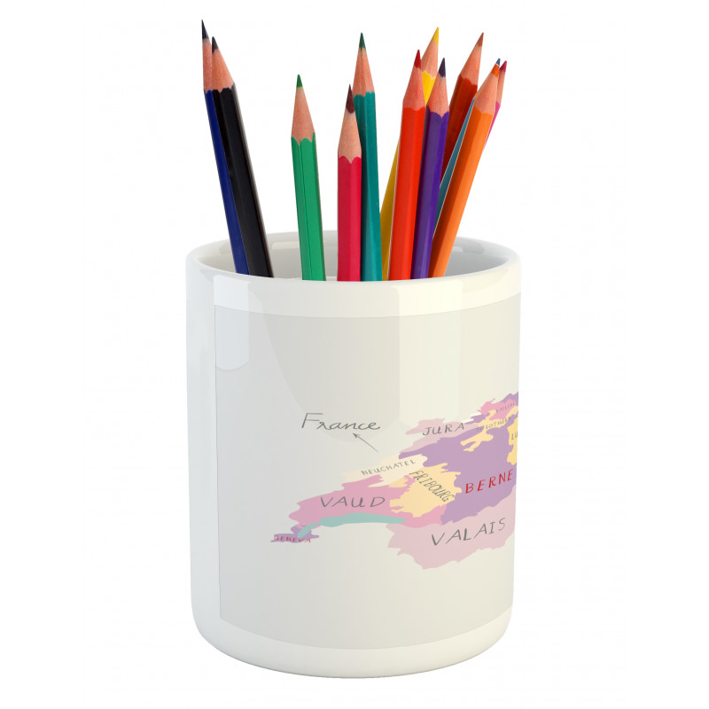 Hand Drawn Map Illustration Pencil Pen Holder