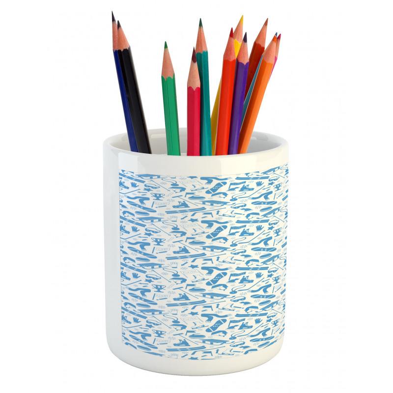 Winter Sports Elements Pencil Pen Holder