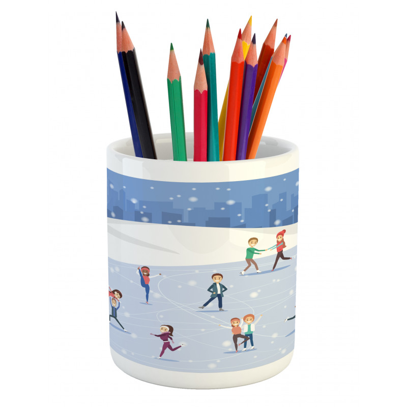 People on the Ice Rink Pencil Pen Holder