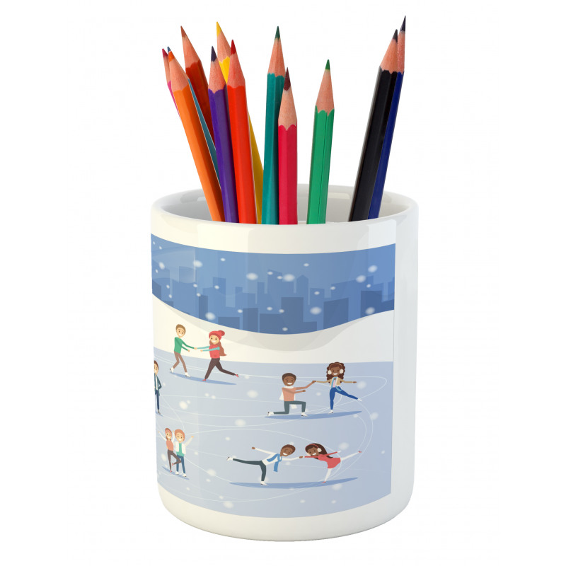 People on the Ice Rink Pencil Pen Holder