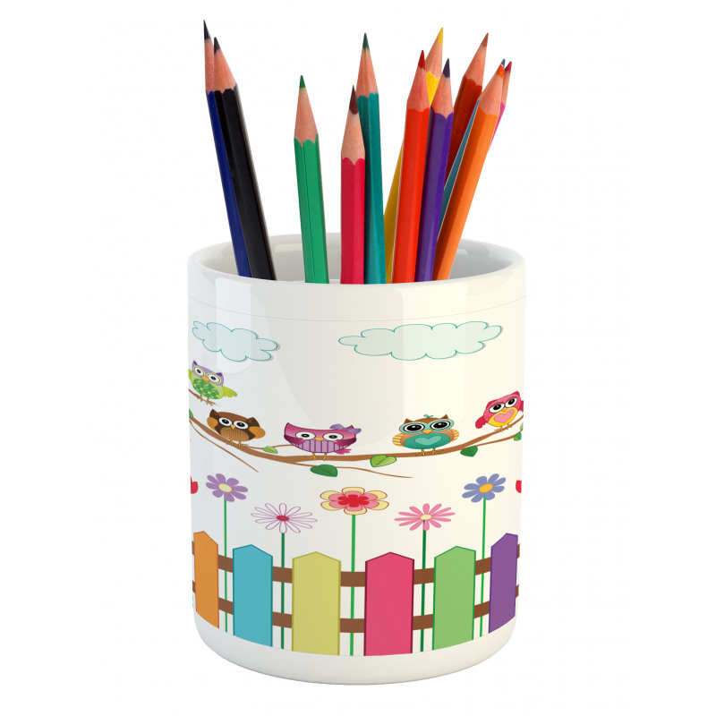 Bird on Branch Sunny Day Pencil Pen Holder