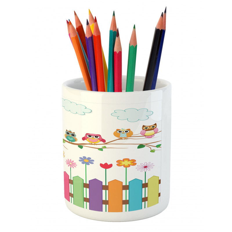 Bird on Branch Sunny Day Pencil Pen Holder