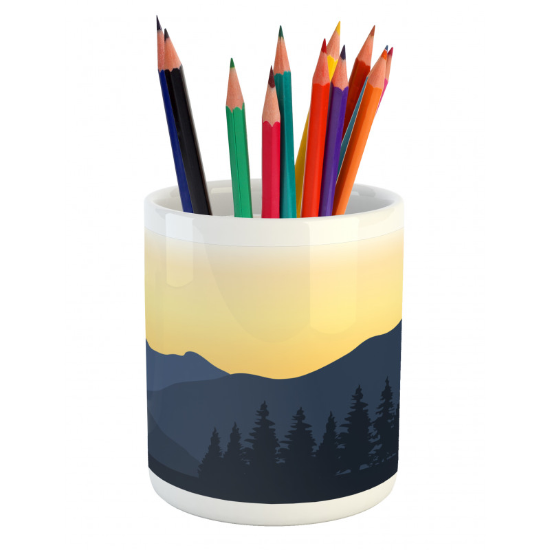 Mountainous Landscape Scene Pencil Pen Holder