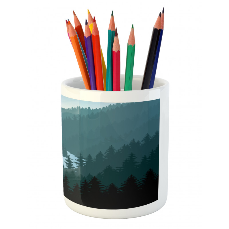 Mountains Forest and River Pencil Pen Holder