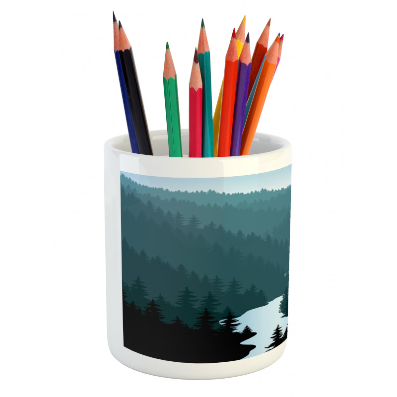 Mountains Forest and River Pencil Pen Holder