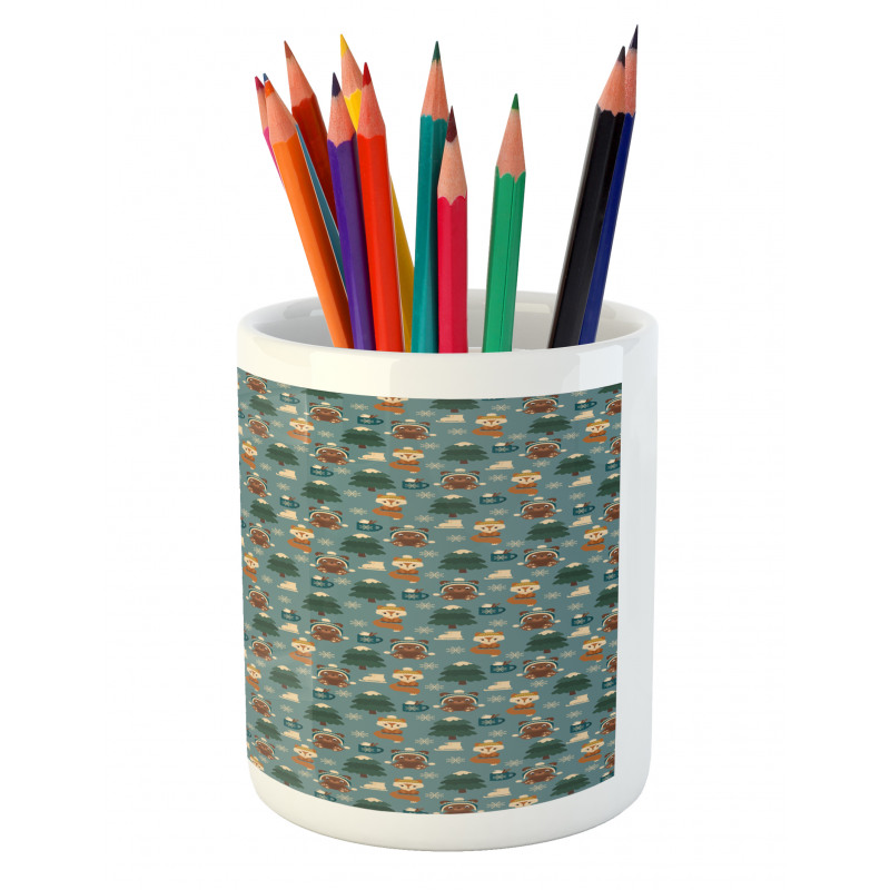 Cozy Christmas Holiday Time Pencil Pen Holder