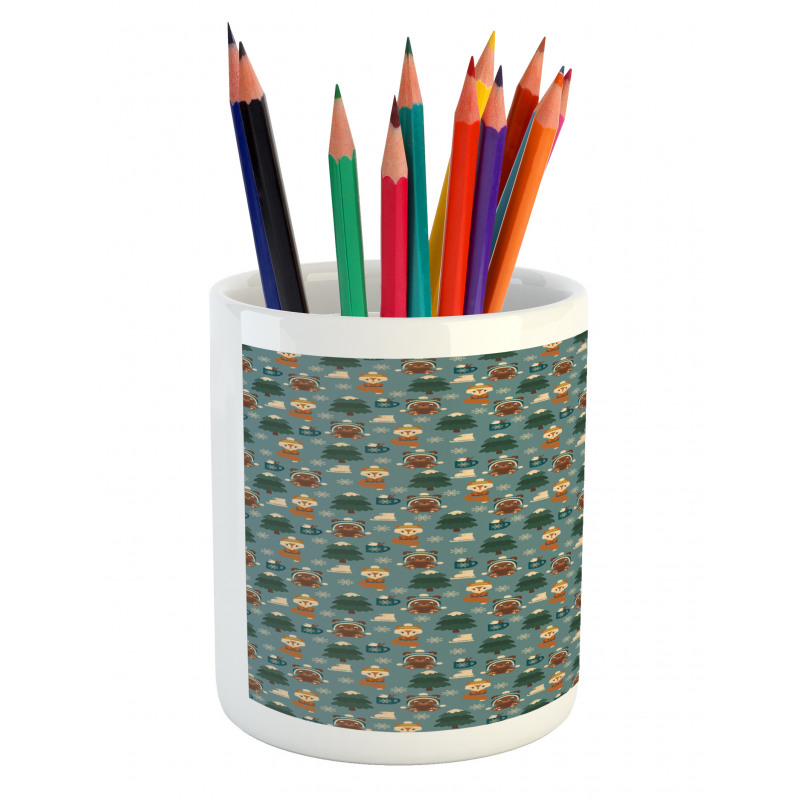 Cozy Christmas Holiday Time Pencil Pen Holder