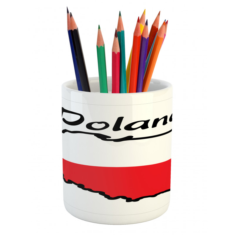 Map and Flag Illustration Pencil Pen Holder