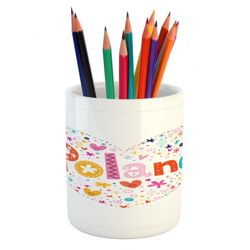 Heart Shaped Doodle Pencil Pen Holder