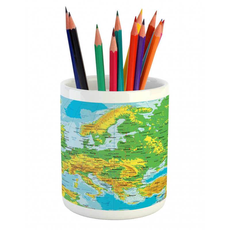 High Detailed Map of Europe Pencil Pen Holder