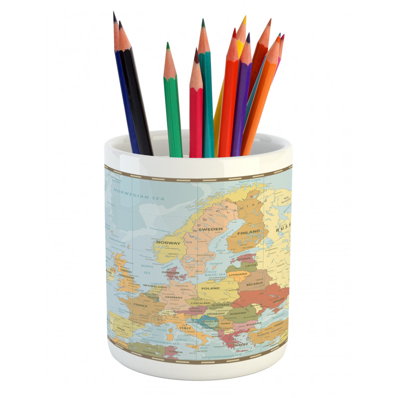 Scandinavian Region Mapping Pencil Pen Holder