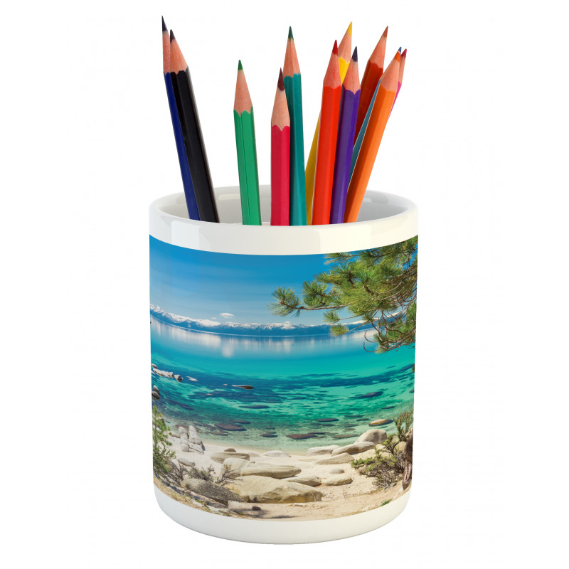 Tahoe Snowy Mountain Pencil Pen Holder