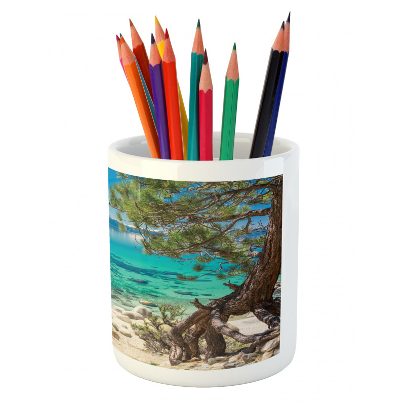 Tahoe Snowy Mountain Pencil Pen Holder