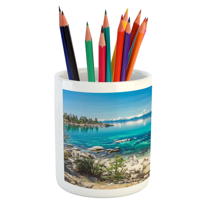 Tahoe Snowy Mountain Pencil Pen Holder