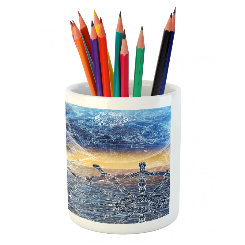 Nautical Ship on the Ocean Pencil Pen Holder