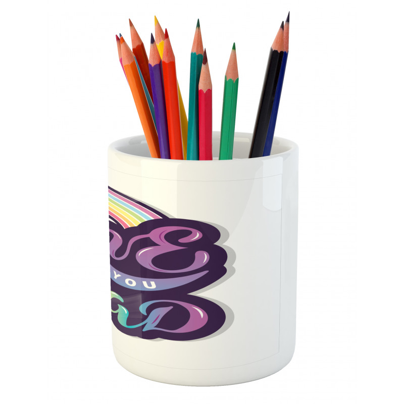 Colorful Bubbly Text Pencil Pen Holder