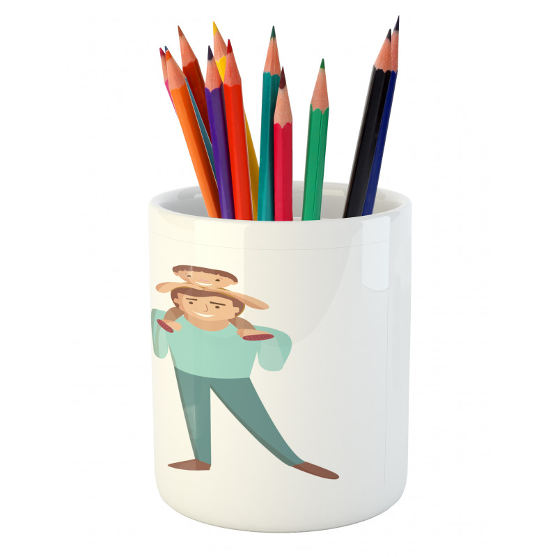 Man Carrying His Child Pencil Pen Holder