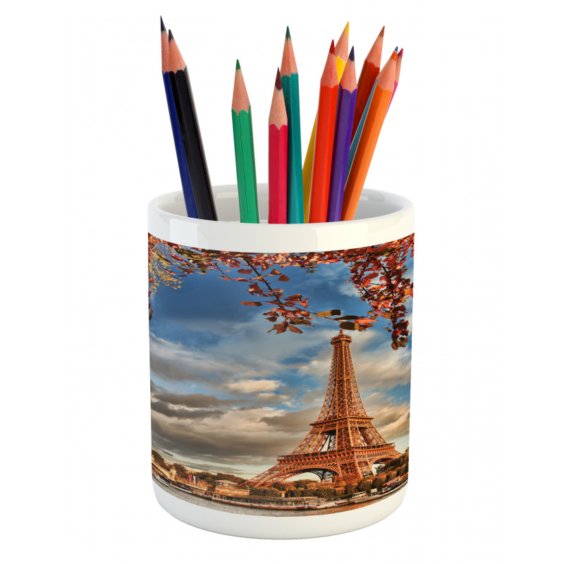 Eiffel Tower with Boat Pencil Pen Holder