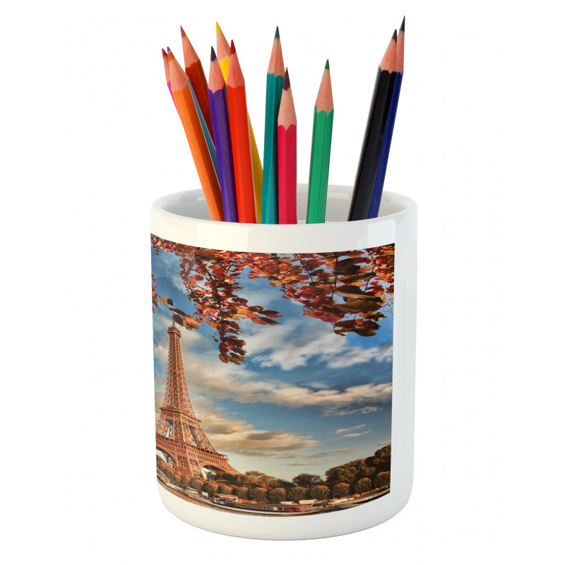 Eiffel Tower with Boat Pencil Pen Holder