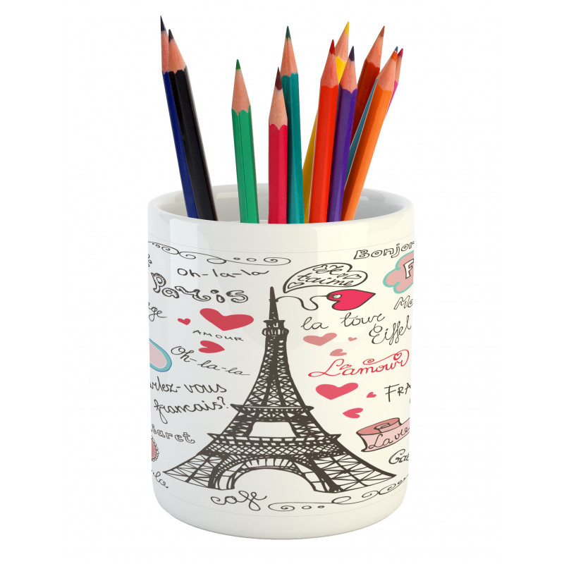 Paris Letter Heart Pencil Pen Holder