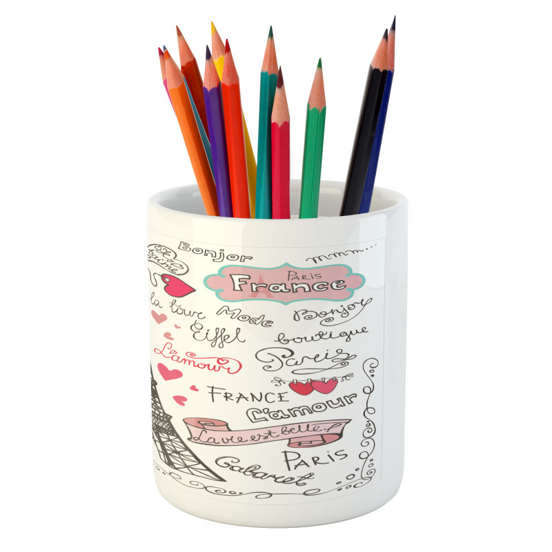 Paris Letter Heart Pencil Pen Holder