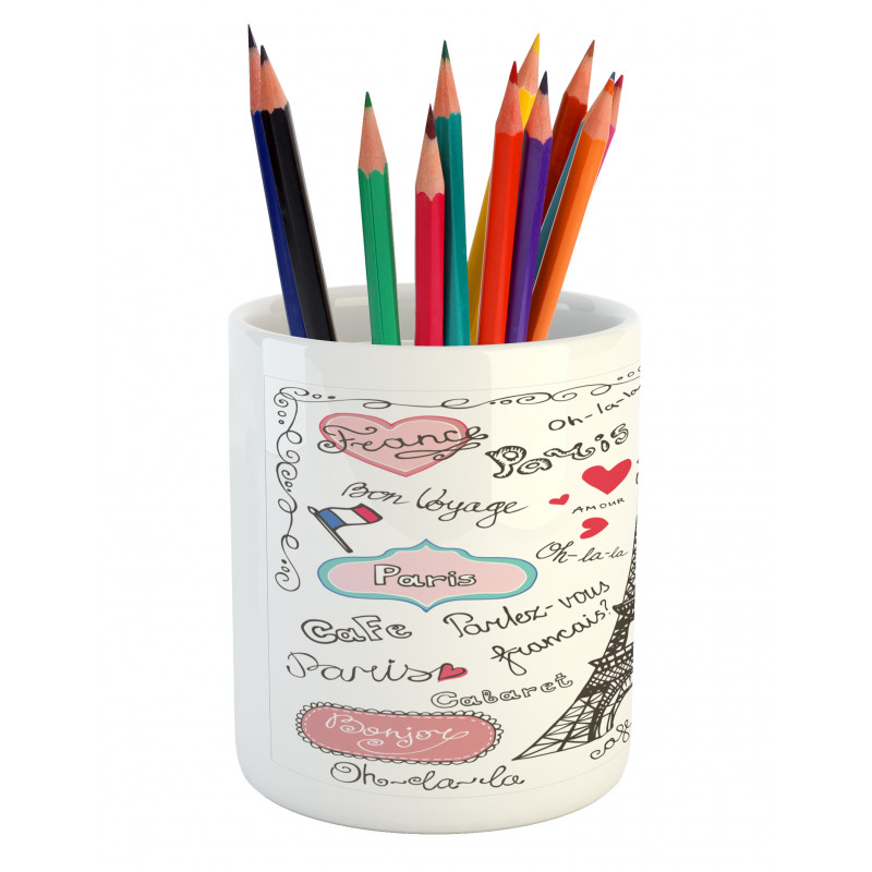 Paris Letter Heart Pencil Pen Holder