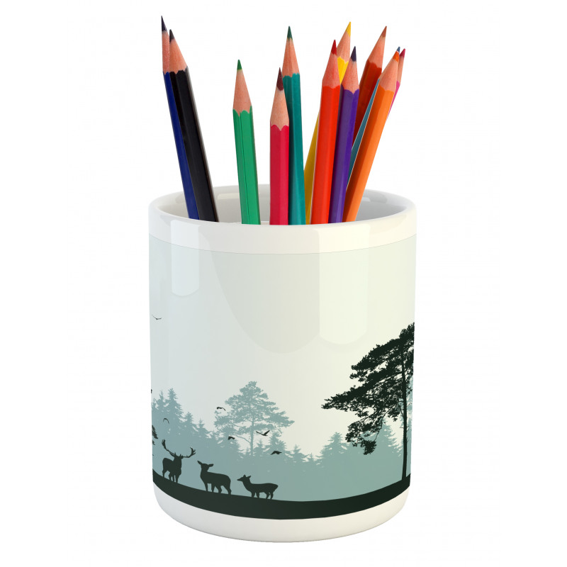 Forest Silhouette Art Pencil Pen Holder