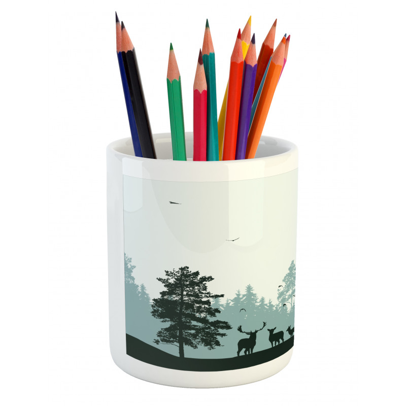 Forest Silhouette Art Pencil Pen Holder