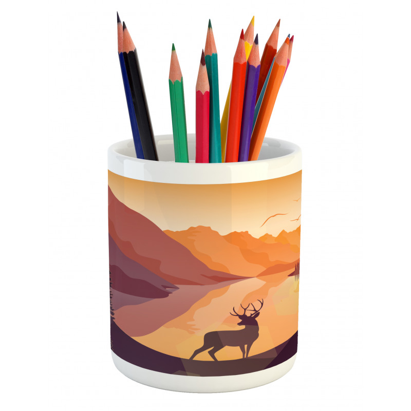 Bird Mountain Reindeer Pencil Pen Holder