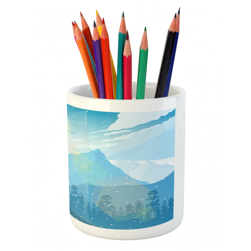 Mountain Fauna Sunrise Pencil Pen Holder