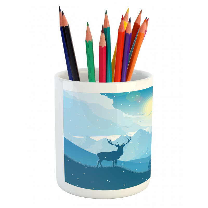 Mountain Fauna Sunrise Pencil Pen Holder