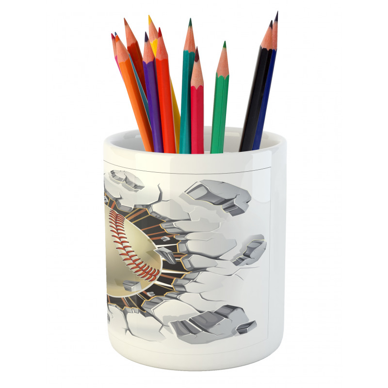 Baseball Wall Concrete Pencil Pen Holder