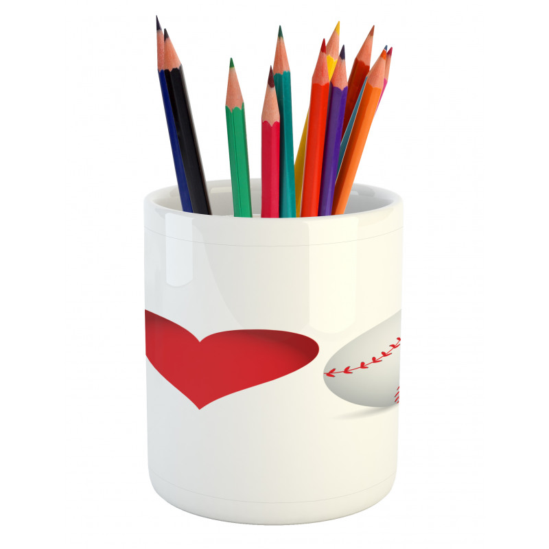 I Love Baseball Heart Pencil Pen Holder