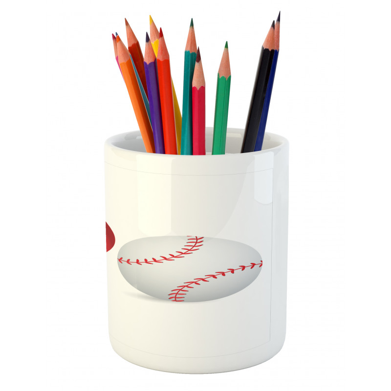 I Love Baseball Heart Pencil Pen Holder