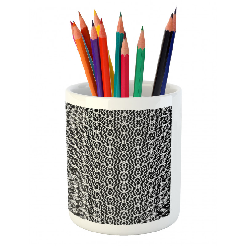 Retro Square Line Pencil Pen Holder