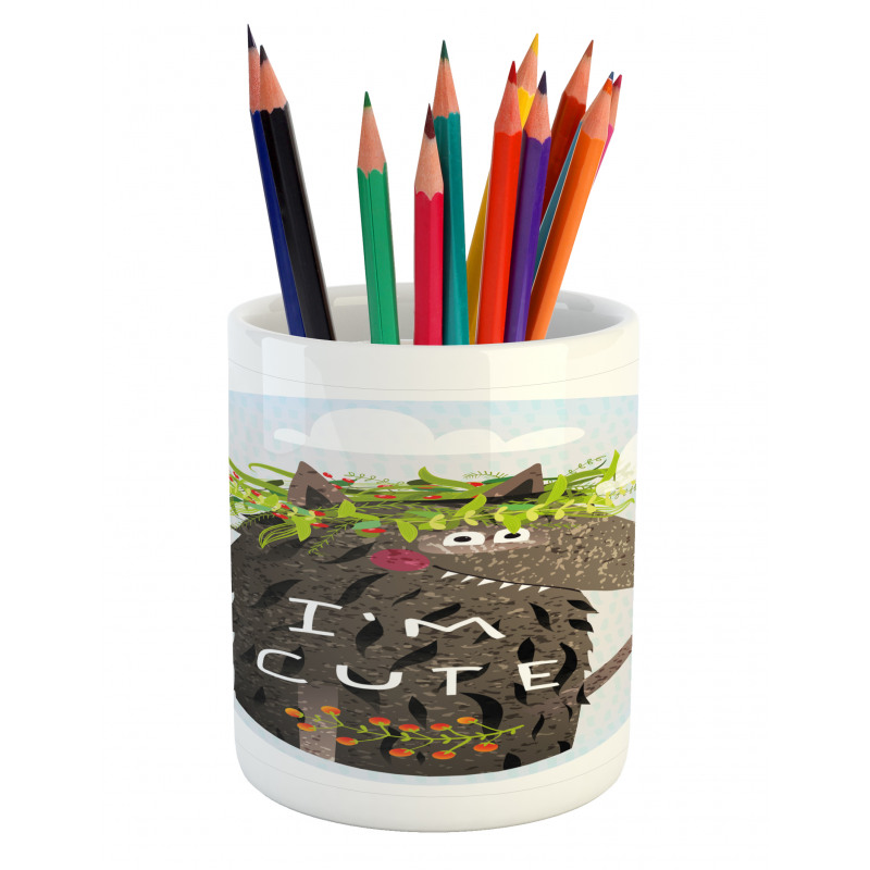 Funny Animal with Berries Pencil Pen Holder