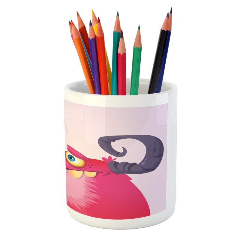 Happy Monster with Horns Pencil Pen Holder