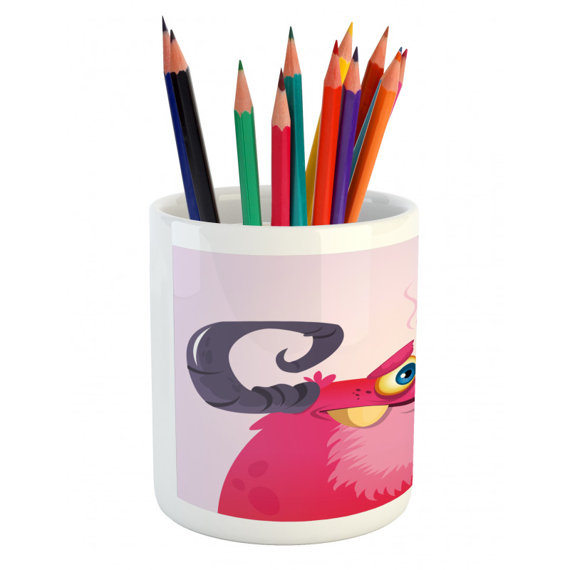 Happy Monster with Horns Pencil Pen Holder