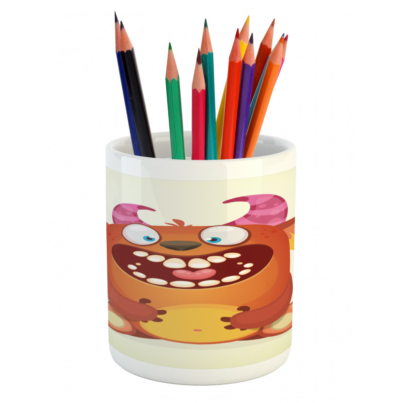 Fluffy Cheerful Character Pencil Pen Holder