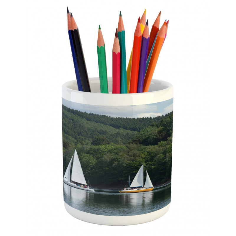 Sailboats on a Lake Pencil Pen Holder